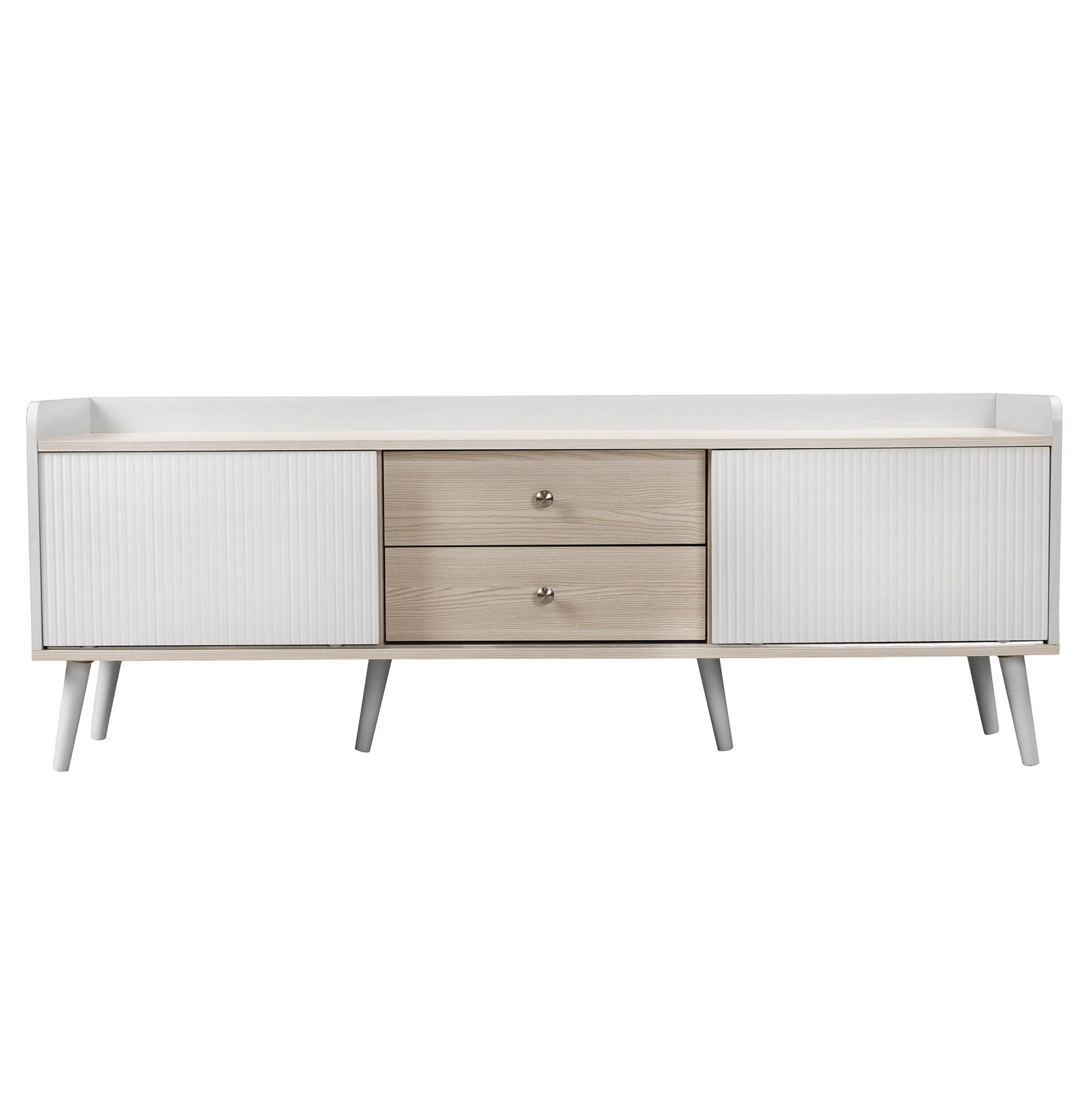 TV-SCHRANK in Weiß/Holzoptik mit Schiebetüren und Schubladen 160/40/58 cm - Weiß, Holzwerkstoff (160/58/40cm) - Redom