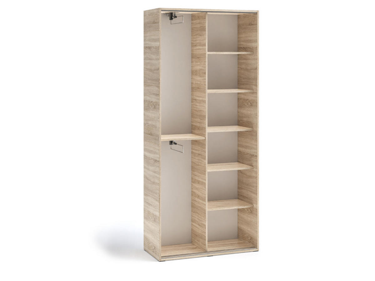 GARDEROBENSCHRANK Vanessa I 90 cm mit Spiegel, sonoma - Sonoma Eiche, Kunststoff (90/205/40cm) - Margaret Hadas24