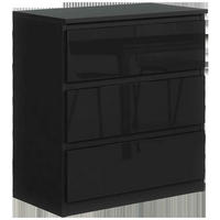 KOMMODE NUDO 70/78,5/39cm mit 3 Schubladen Türen Schwarz - Schwarz Hochglanz/Schwarz, Holzwerkstoff (70/78.5/39cm) - MASSENO
