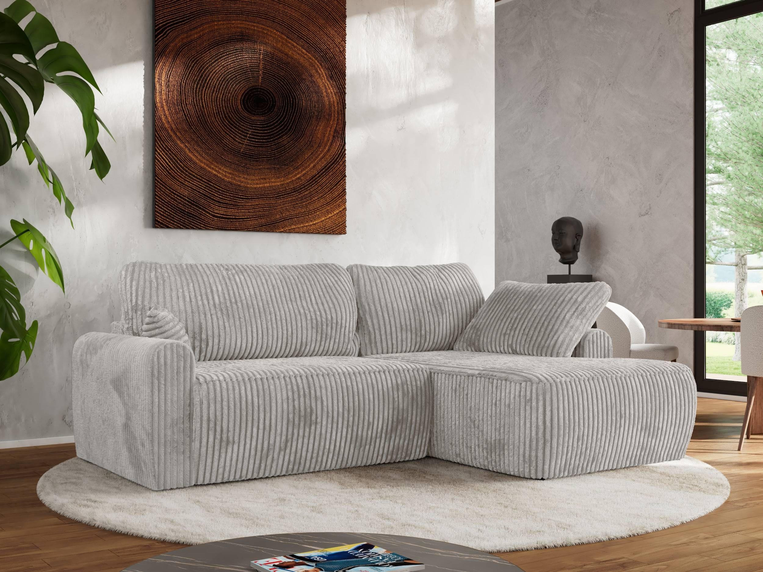 ECKSCHLAFSOFA CUBO L Grau Cord - rechts - Schwarz/Grau, Kunststoff/Textil (187/273cm) - MKS