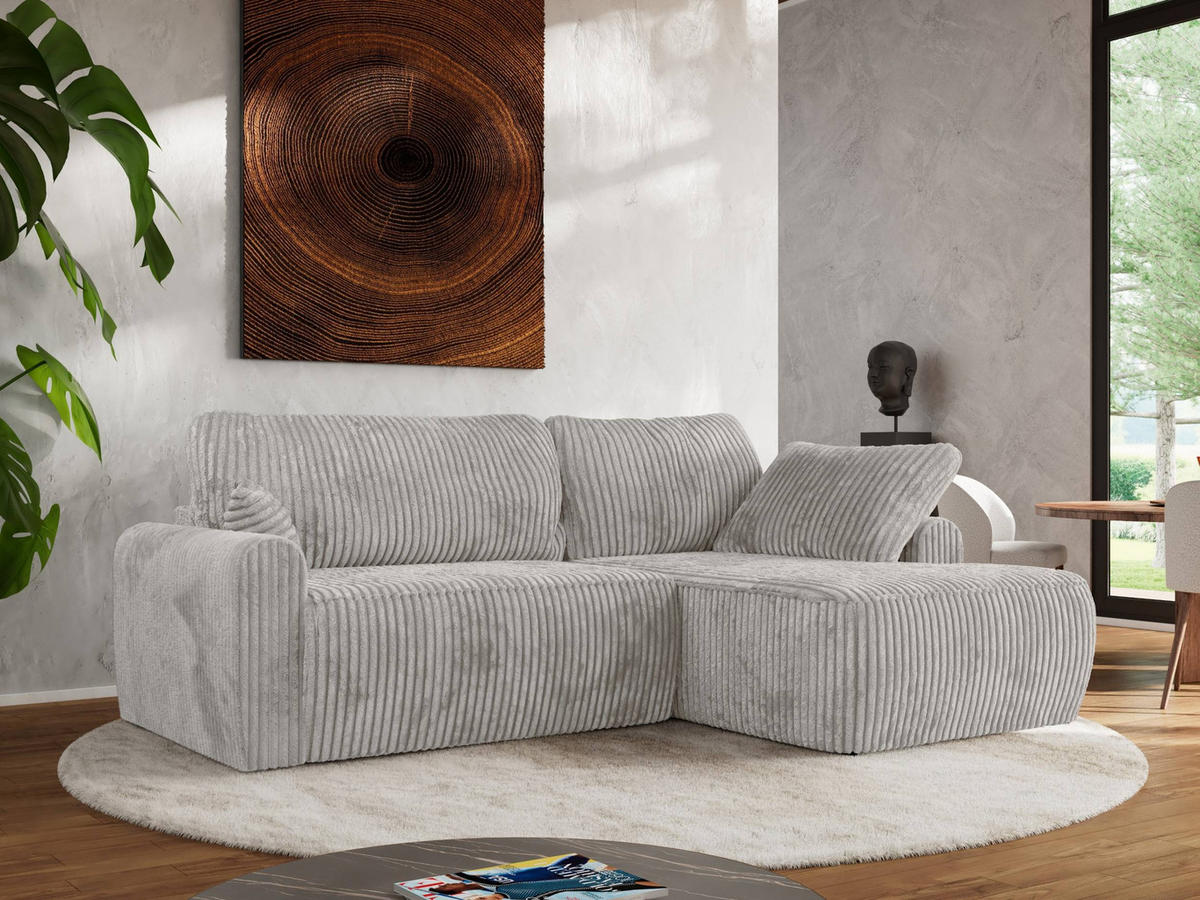 ECKSCHLAFSOFA CUBO L Grau Cord - rechts - Schwarz/Grau, Kunststoff/Textil (187/273cm) - MKS