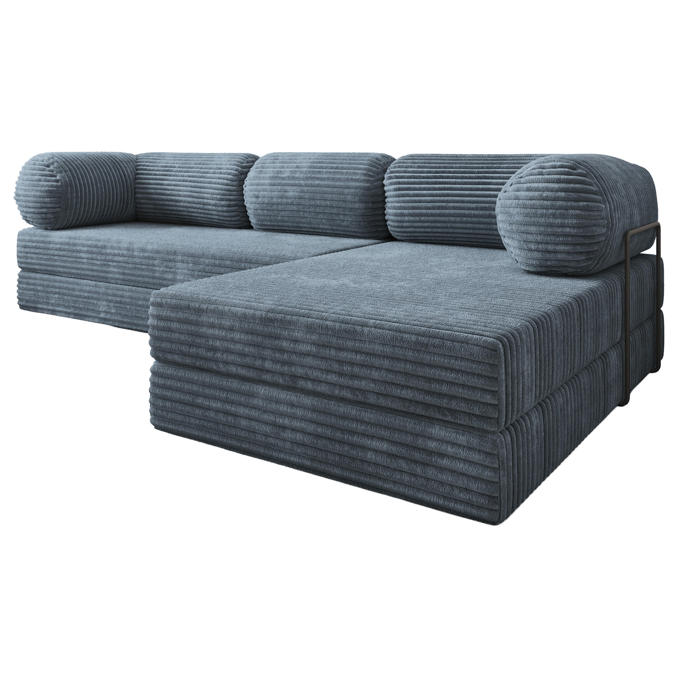 ECKSOFA ETERA modulares Boneless Sofa mit Schlaffunktion Grau Kordstoff - Blaugrau, Textil (270/160cm) - MASSENO