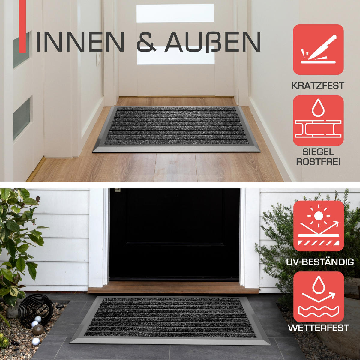 ALU-FUSSMATTE AluGant DL - Blaugrau, Metall (80/50cm) - BoMoe