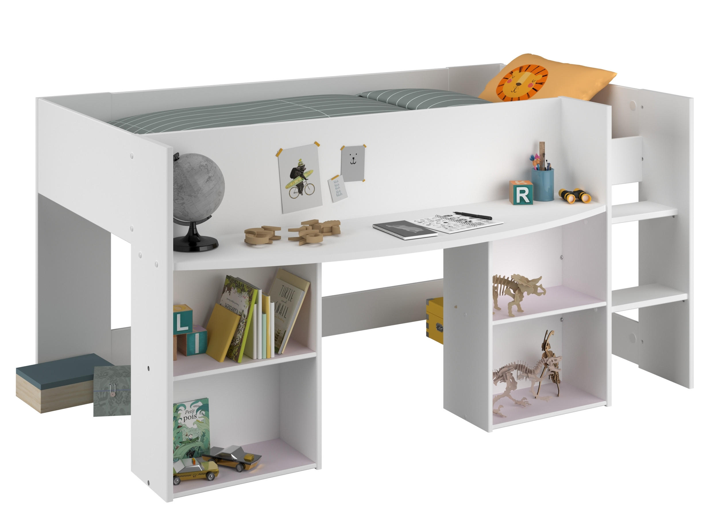 HOCHBETT Pirouette 1 in Weiß mit Rosa oder Kieselgrau - Weiß, Holzwerkstoff (120/200/80cm)