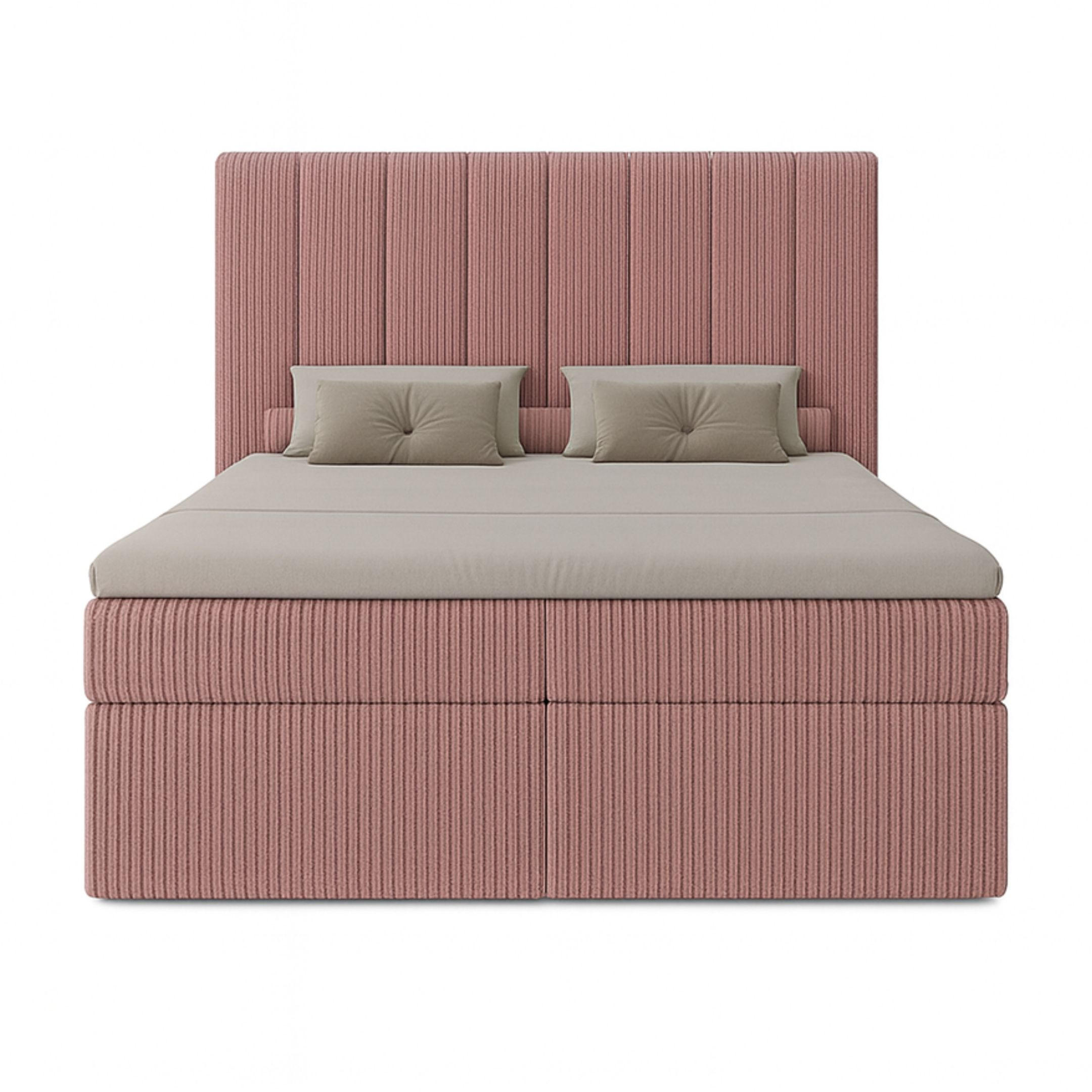 BOXBETT Nero mit 2 Bettkästen, 120x200, Farbe: Lila, Cordstoff, Doppelbett mit Bonell-Matratze - Lila, Holz/Kunststoff (120/200cm) - Marpur