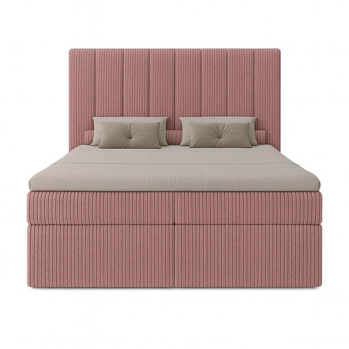 BOXBETT Nero mit 2 Bettkästen, 120x200, Farbe: Lila, Cordstoff, Doppelbett mit Bonell-Matratze inkl. Topper - Lila, Holz/Kunststoff (120/200cm) - Marpur