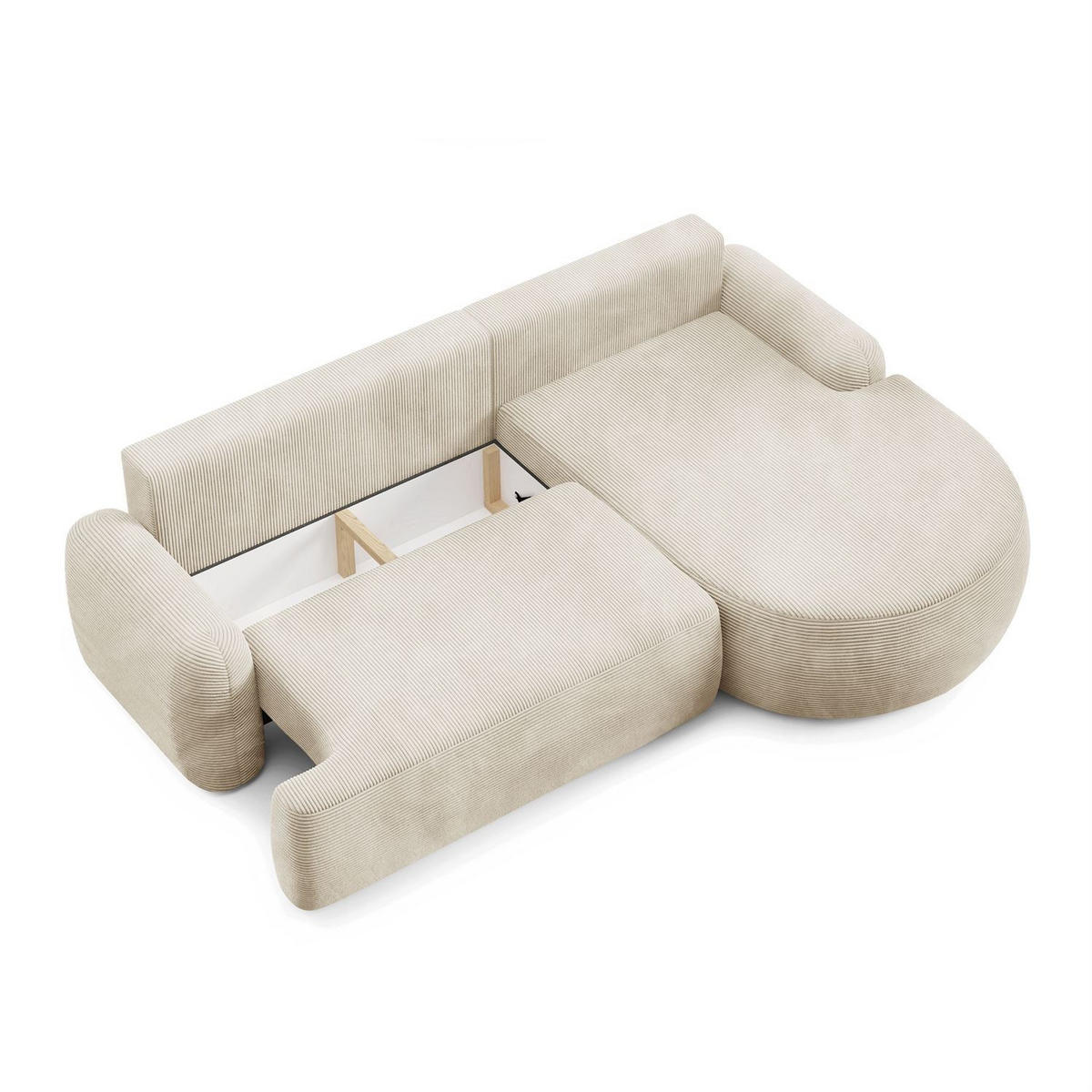 ECKSOFA CLEO II mit Schlaffunktion Version Rechte Poso 105 - Creme, Kunststoff (264/172cm) - Lookway
