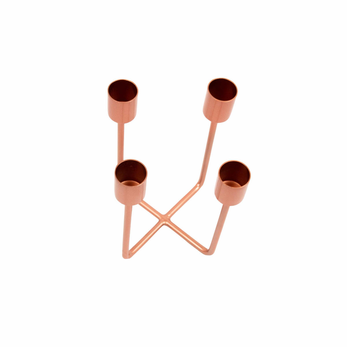KERZENSTÄNDER Quattra aus Eisen in Kupfer 12,5/14,5 cm - Kupferfarben, Metall (12.5/14.5/12.5cm) - LaLe Living
