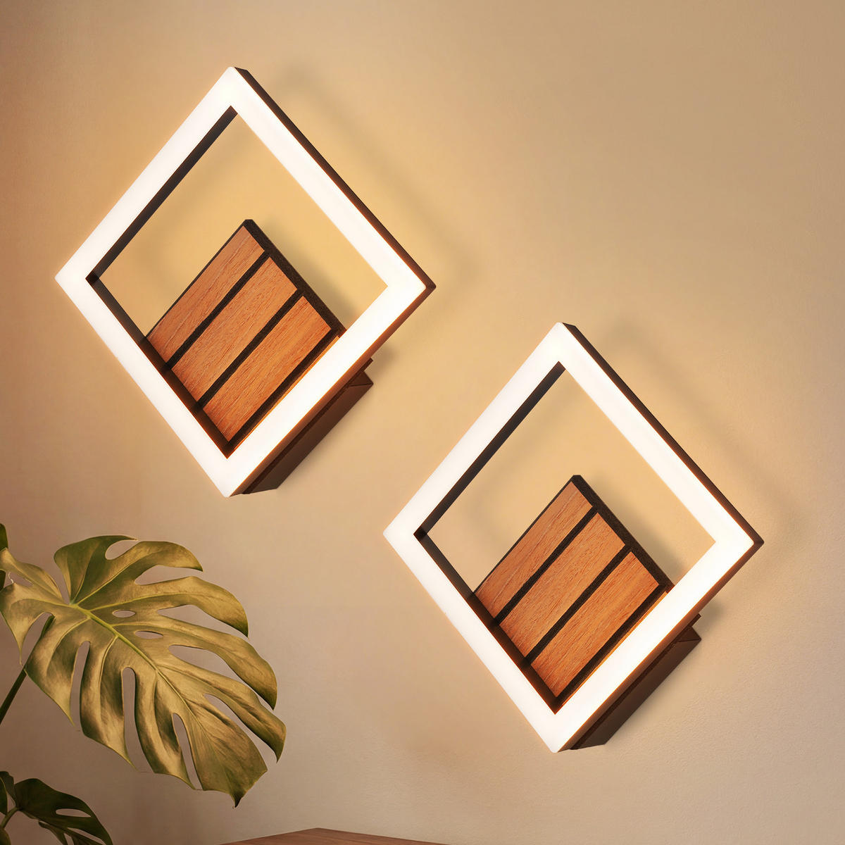 LED WANDLEUCHTE Zovix 17/17/6 cm - Schwarz, Kunststoff/Metall (17/6/17cm) - ZMH