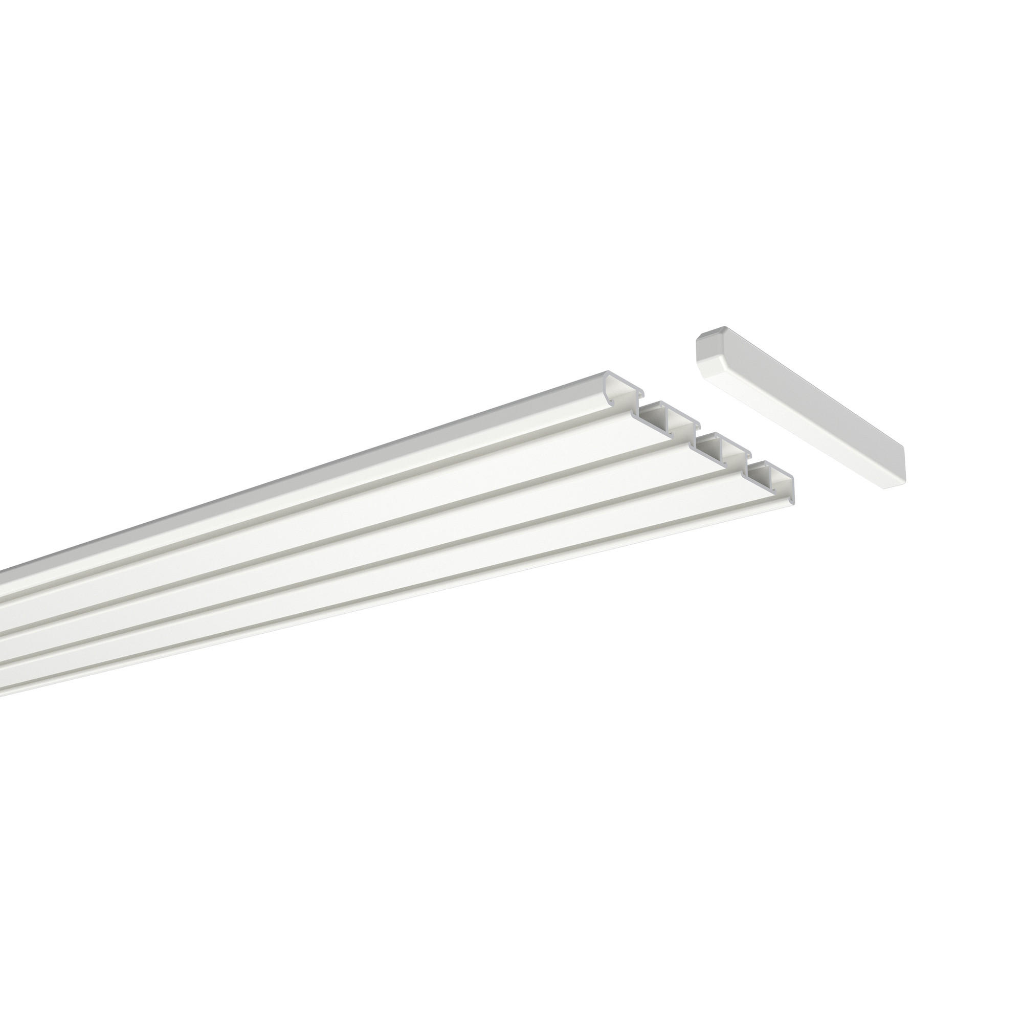 GARDINENSCHIENE Slimline 280 cm (geteilt in 2 x 140 cm), 3-/4-läufig Weiß - Weiß, Metall (8.6/1.1/280cm) - INTERDECO