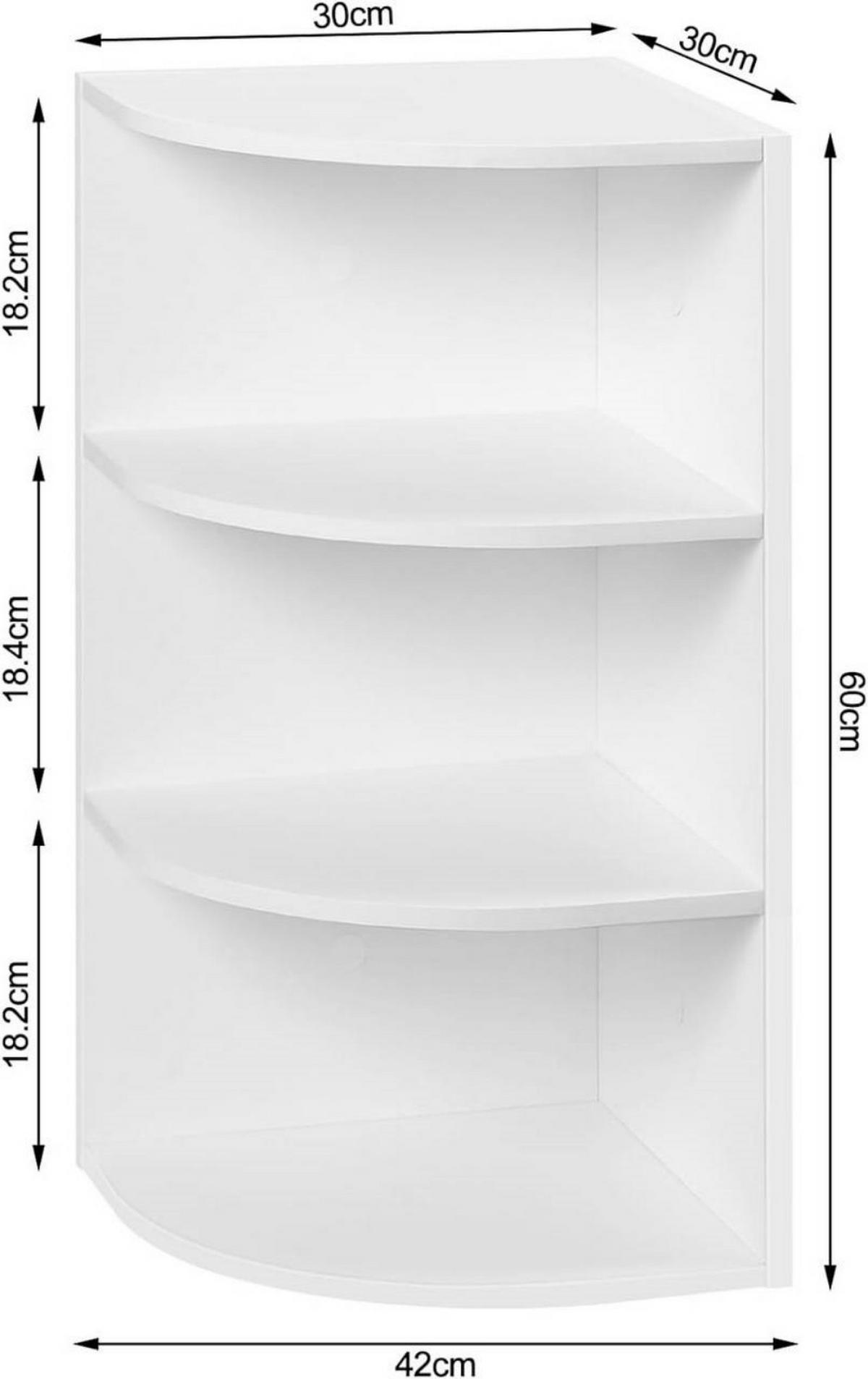 ECKREGAL hängend, mit 4 Etagen, weiß - Weiß, Holzwerkstoff (30/60/30cm) - Woltu