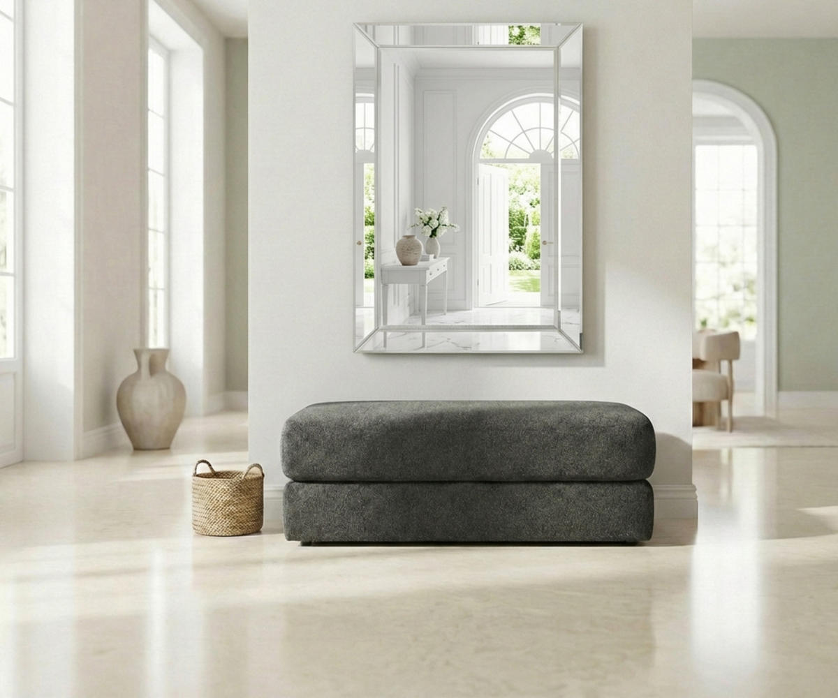 POLSTERHOCKER Federkern B124/T60/H40 cm Flachgewebe-Bezug Dunkelgrau / 15254 - Dunkelgrau/Schwarz, Kunststoff/Textil (124/40/60cm) - luma-home