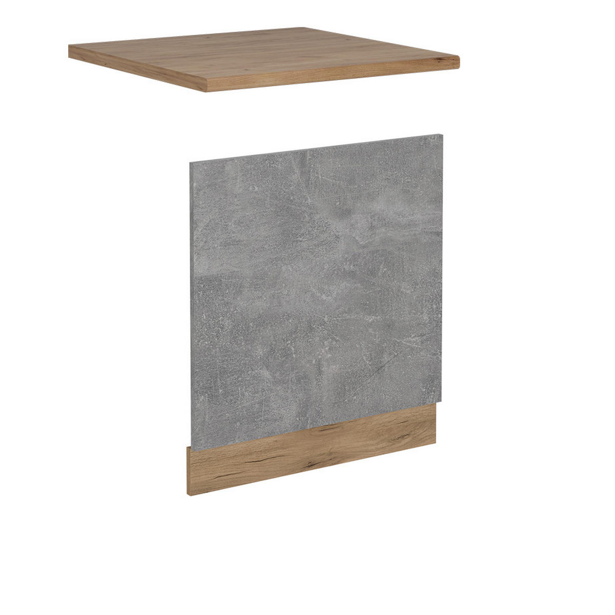 PŘEDNÍ PANEL MYČKY R-Line Beton - šedá/medově dubová, kompozitní dřevo (60/57.2/1.6cm) - Vicco