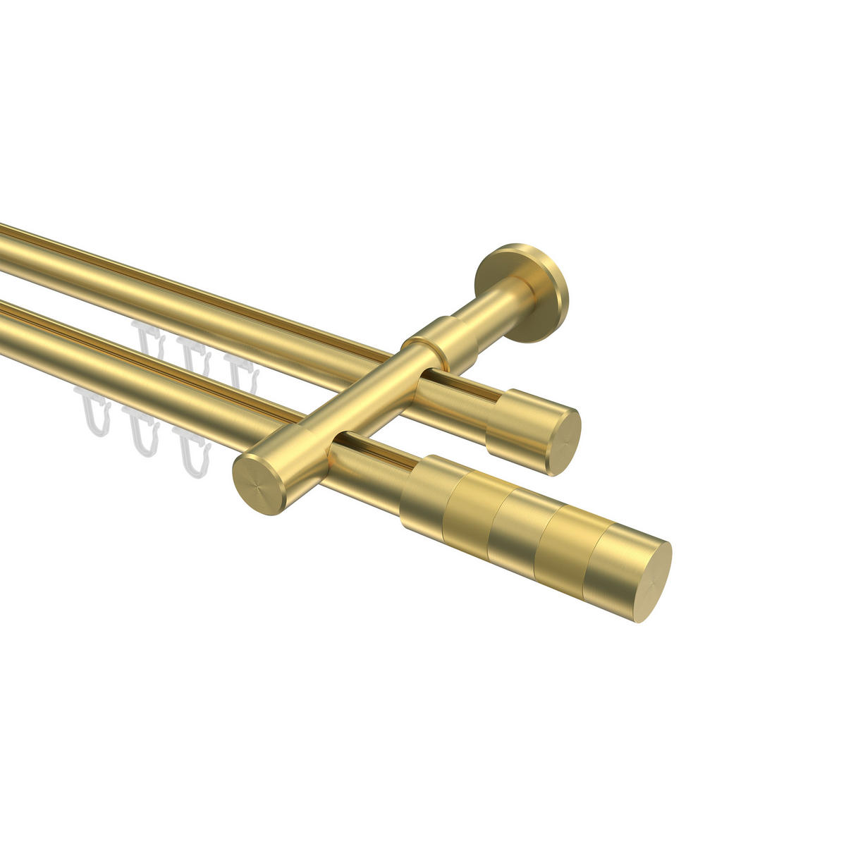 INNENLAUF-GARDINENSTANGEN-SET Prestige Mavell 240 cm (geteilt in 2 x 120 cm), 2-läufig, 20 mm Ø Messing-Optik - Messingfarben/Goldfarben, Metall (240cm) - INTERDECO