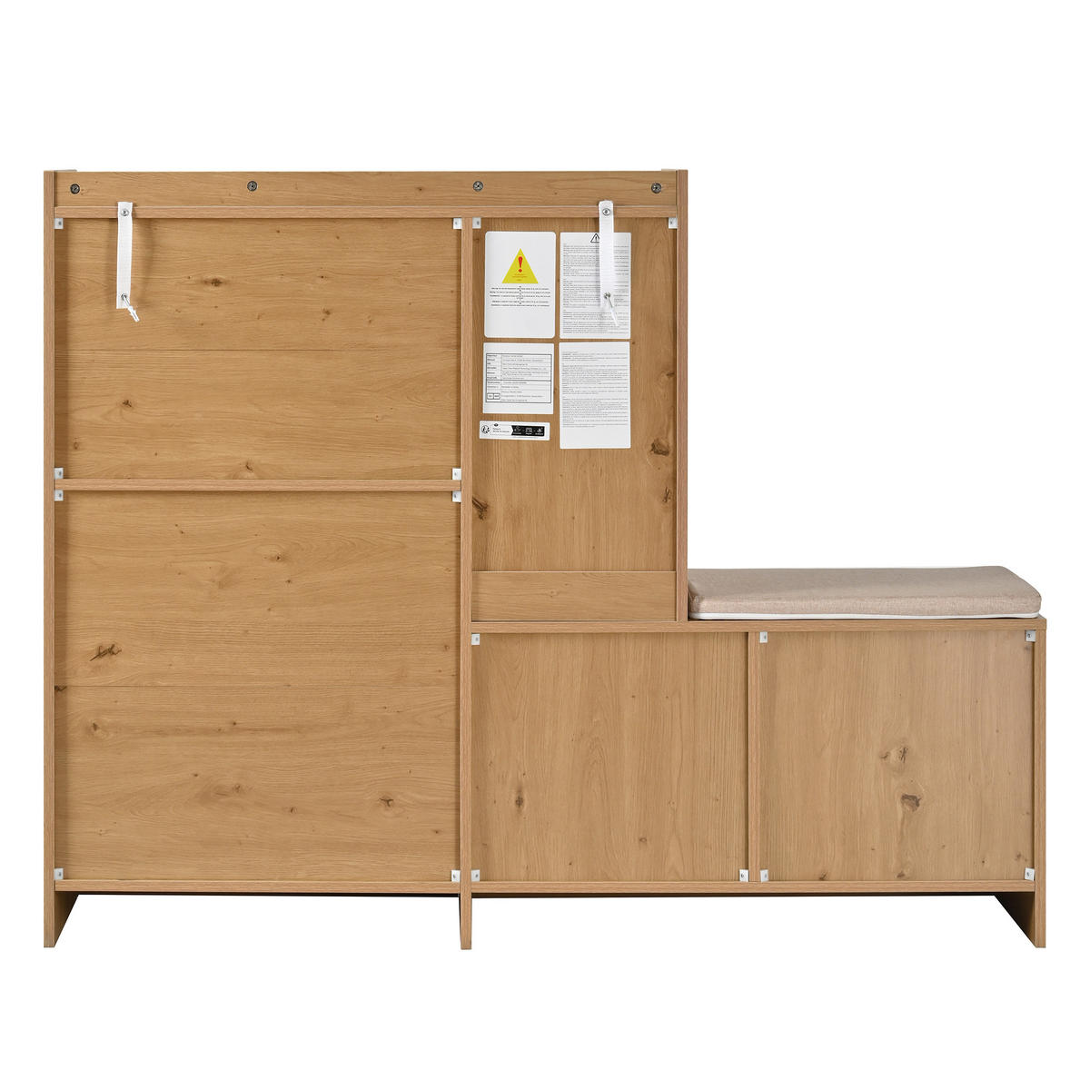 SCHUHSCHRANK aus Spanplatte 142x35x110cm in Natural mit Sitzbank - Naturfarben, Holzwerkstoff (142/110/35cm) - Modfu