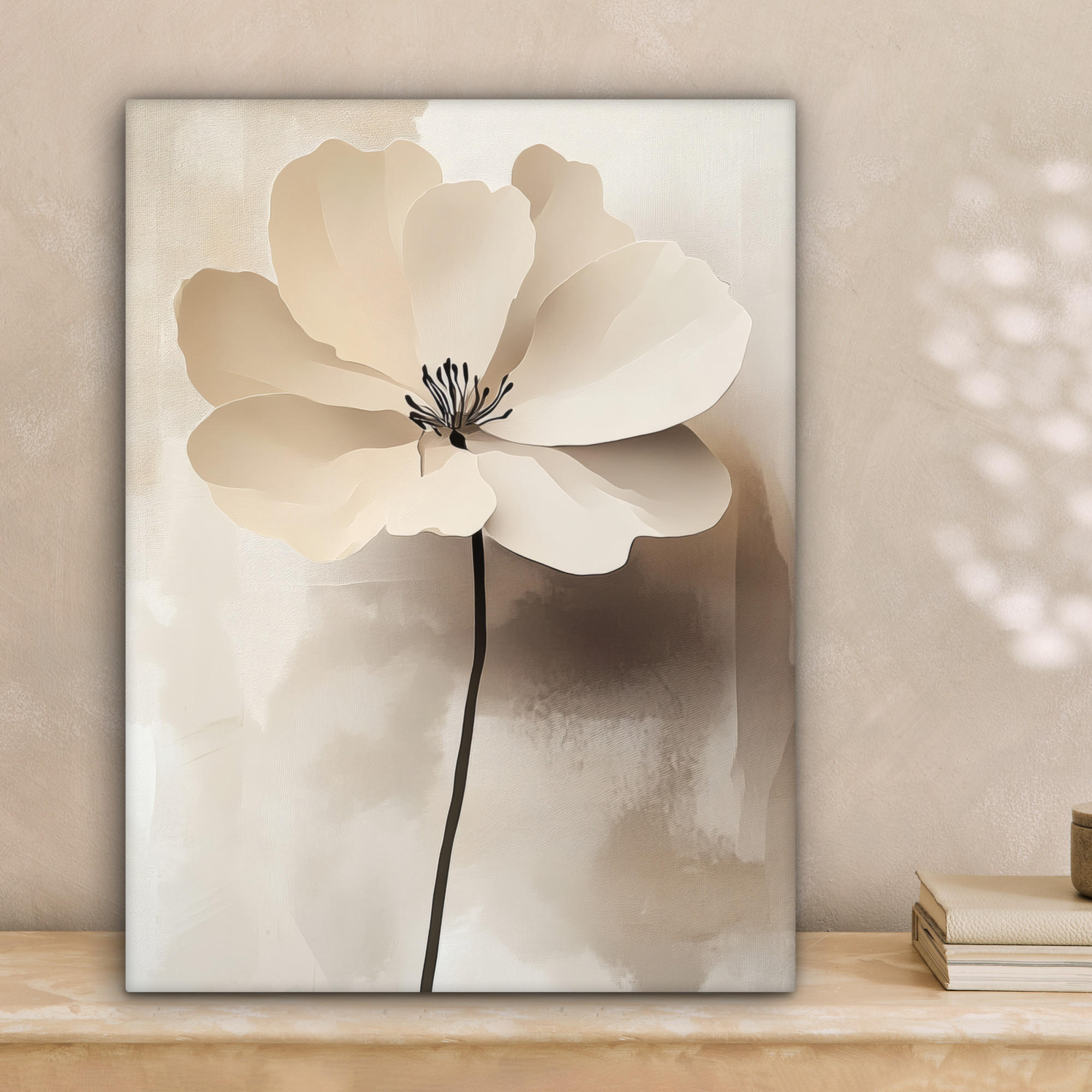 LEINWANDBILD Blume - Beige - Farbe - Schatten 30x40 cm - Creme, Textil (30/40cm) - MuchoWow