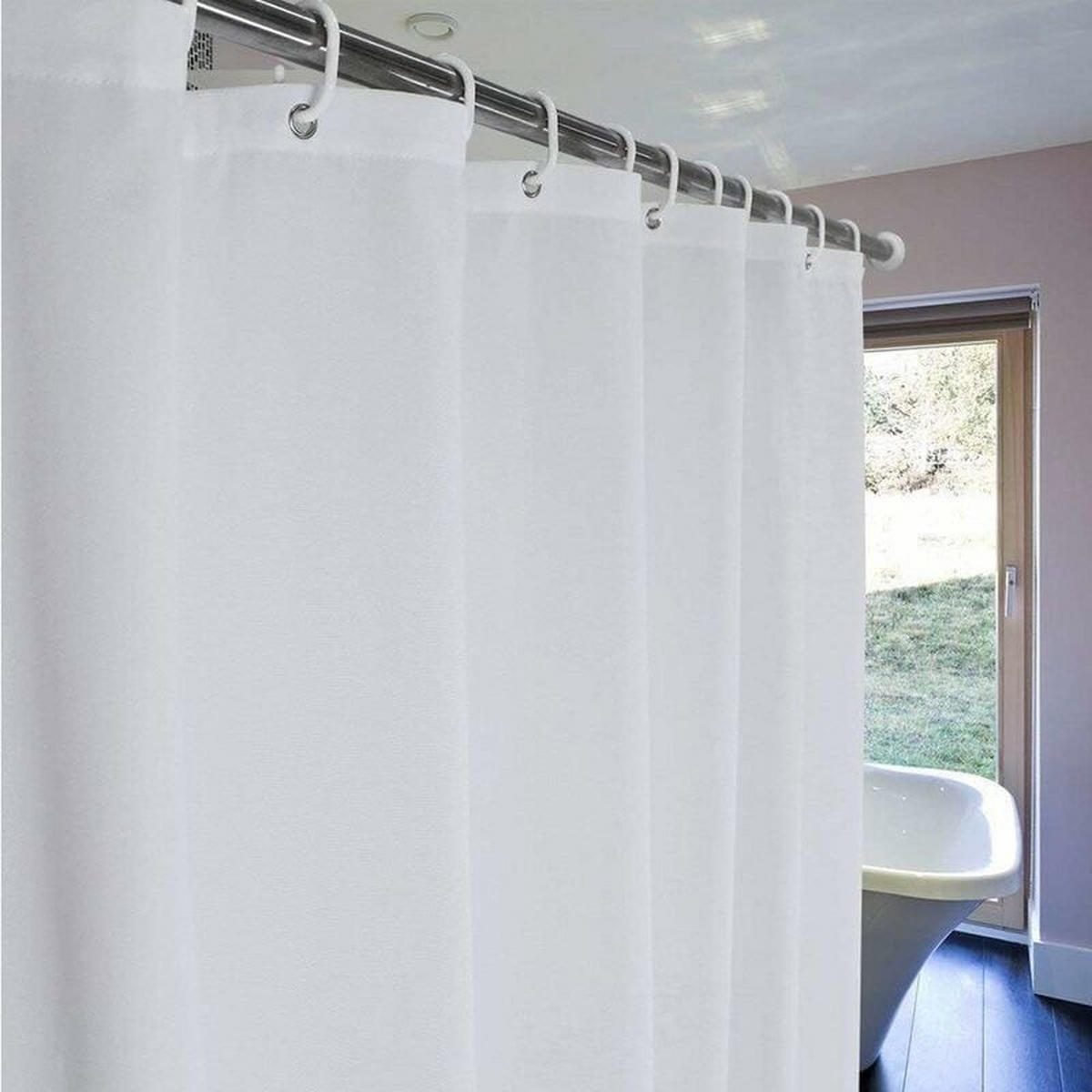 DUSCHVORHANG Weiß PEVA mit Ösen rostfrei und Haken - Weiß, Textil (240/200cm) - MCBOSON