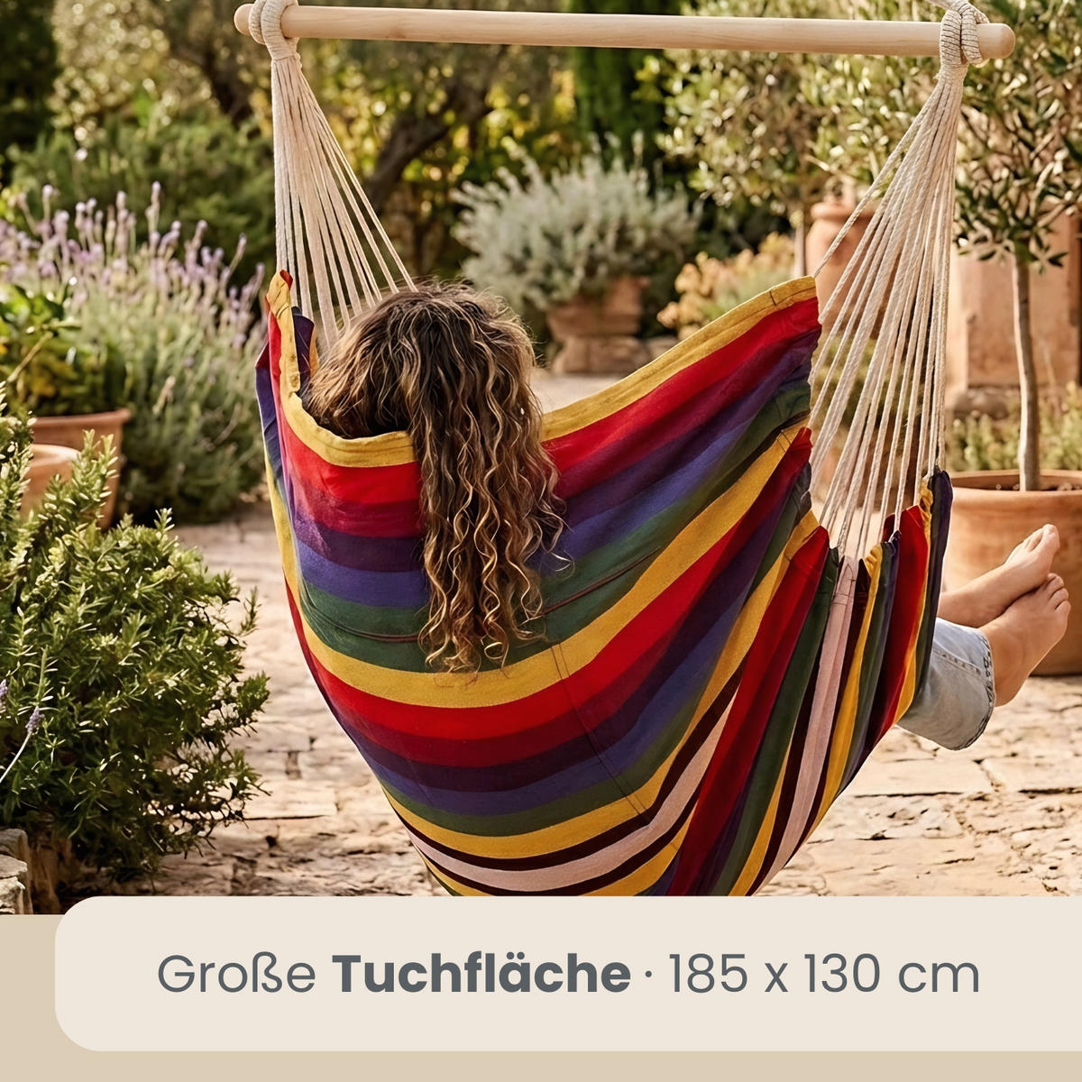 XXL HÄNGESESSEL 185/130 cm Belastbar bis 150 kg Multicolor - Multicolor, Textil (130/155/185cm) - Amanka