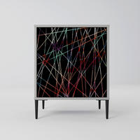 SIDEBOARD LUMINOUS SNARE, Grau, 57,5x42x72,5 cm, Schwarze Metallfüße - Multicolor/Schwarz, Holzwerkstoff/Metall (57.5/72.5/42cm) - SpaceRebels