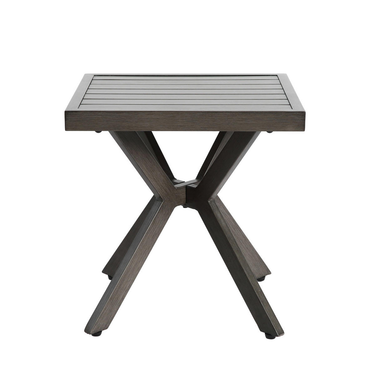 GARTEN-BEISTELLTISCH 45 cm Dunkelgrau Aluminium Quadratischer Outdoor Endtisch für Balkon & Terrasse - Dunkelgrau, Metall (45/45/47cm) - Urban Meuble