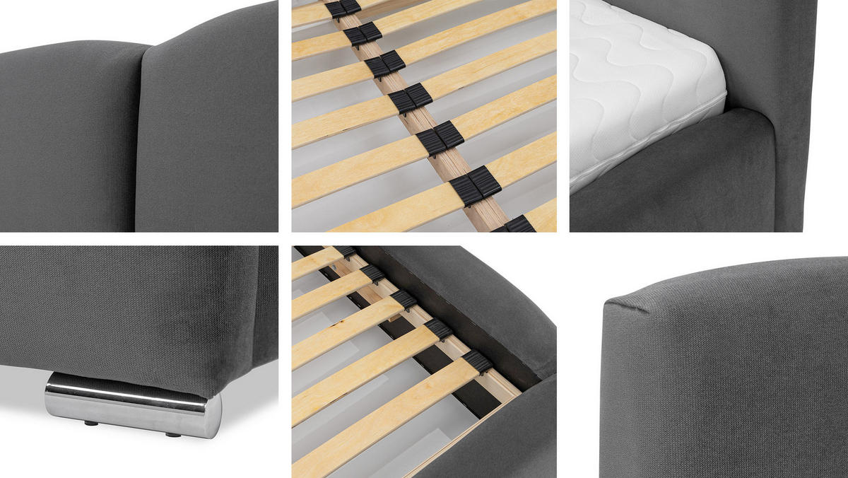 POLSTERBETT Olweria - Chromfarben/Naturfarben, Holz/Textil (180/200cm) - MIRJAN24
