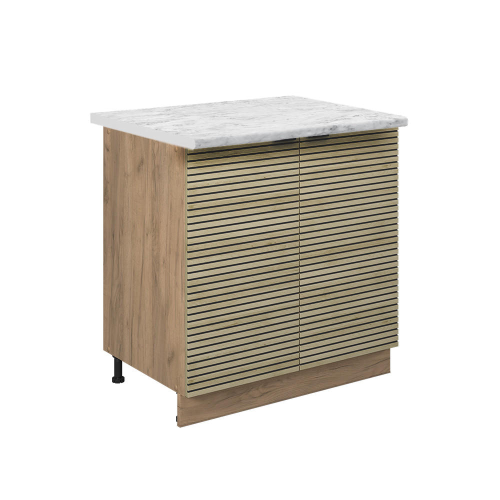KÖKSUNDERSKÅP Fame-Line Ekpanel 80 cm med hylla, AP marmor Ekfärgad, Honungsek 82/80/60 cm