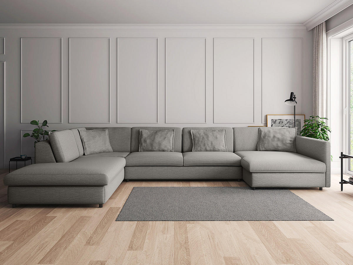 WOHNLANDSCHAFT - Schwarz/Grau, Kunststoff/Textil (431/84/272cm) - home24