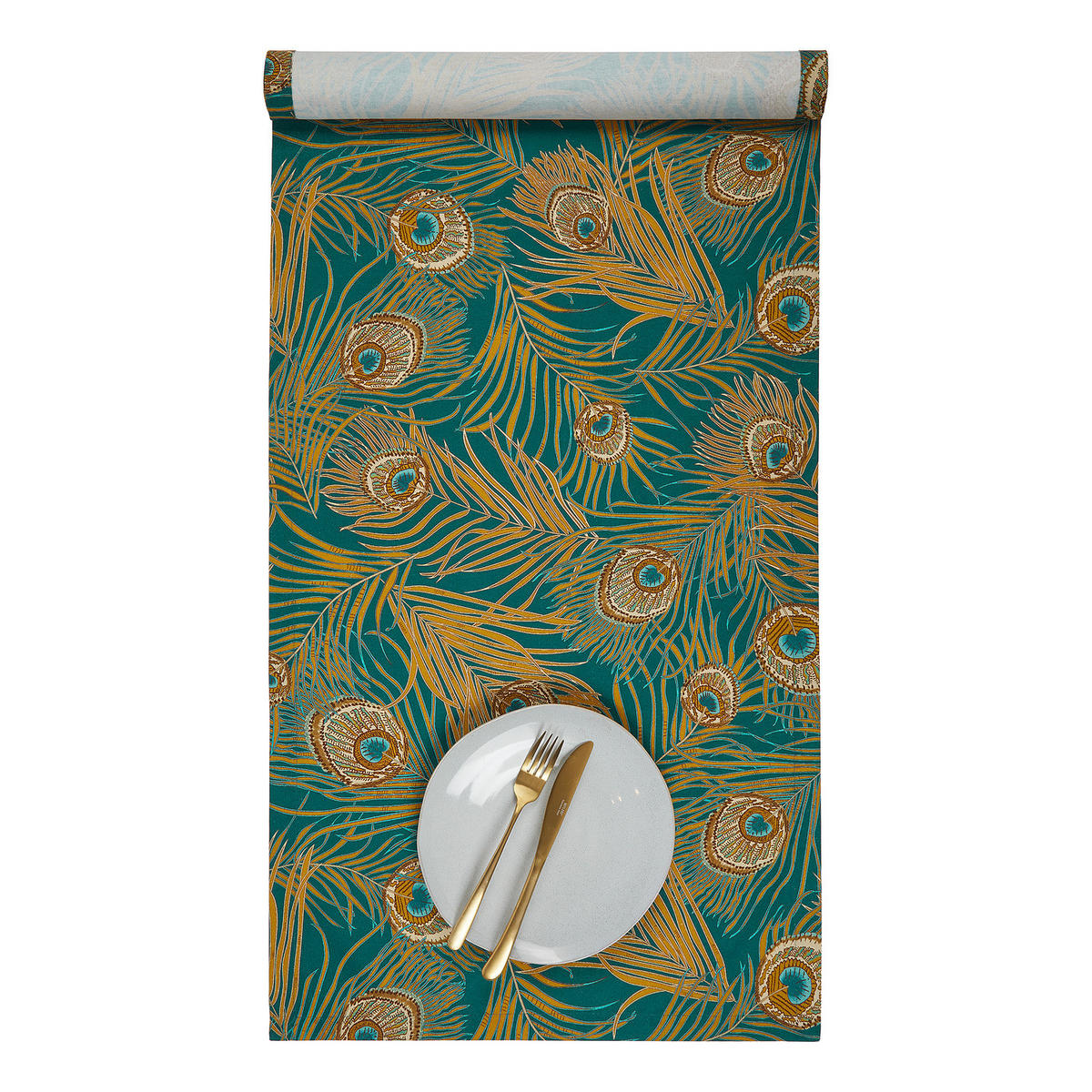 TISCHLÄUFER Golen Twenties - Blau, Textil (50/160cm) - BUTLERS