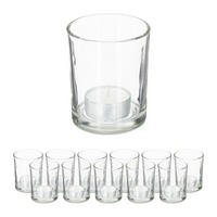 12xTEELICHTGLÄSER - Transparent, Glas (8.5cm) - Relaxdays