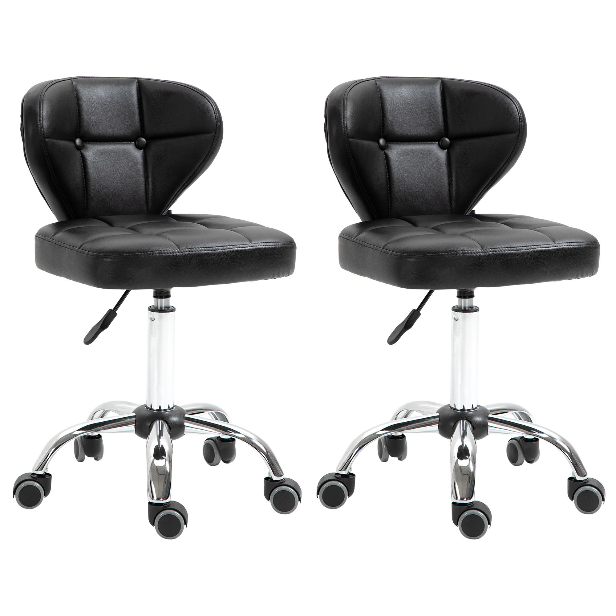 2ER-SET Arbeitshocker, Dunkelgrau - Schwarz, Leder (47/87/45cm) - HOMCOM