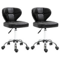 2ER-SET Arbeitshocker, Dunkelgrau - Schwarz, Leder (47/87/45cm) - HOMCOM