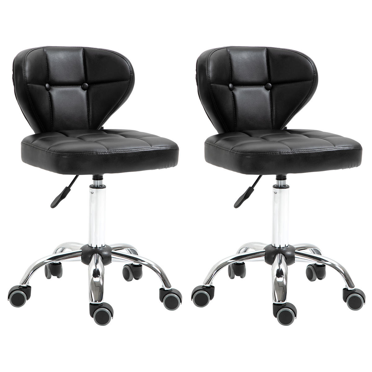2ER-SET Arbeitshocker, Dunkelgrau - Schwarz, Leder (47/87/45cm) - HOMCOM