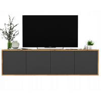 TV-SCHRANK Apollo2 Eiche wotan Graphit Matt 150 cm - Graphitfarben, Holzwerkstoff (150/39/35cm) - Meble Lindner
