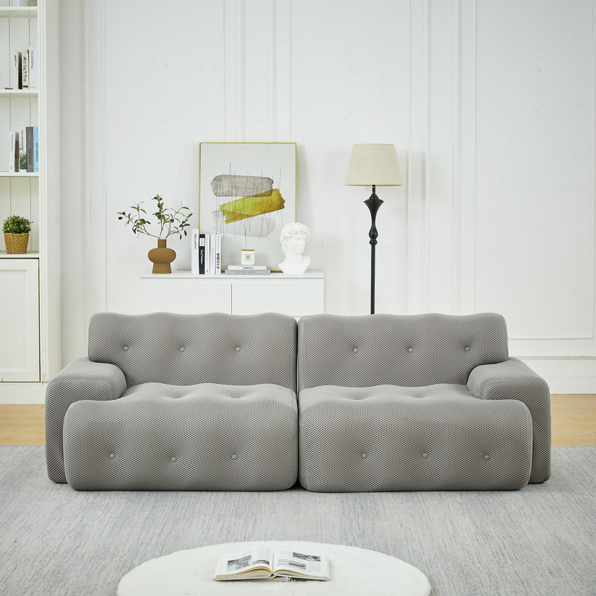 2-SITZER-SOFA Geschwungen 224cm Grau - Grau, Textil (104/66/224cm) - Raelunyi