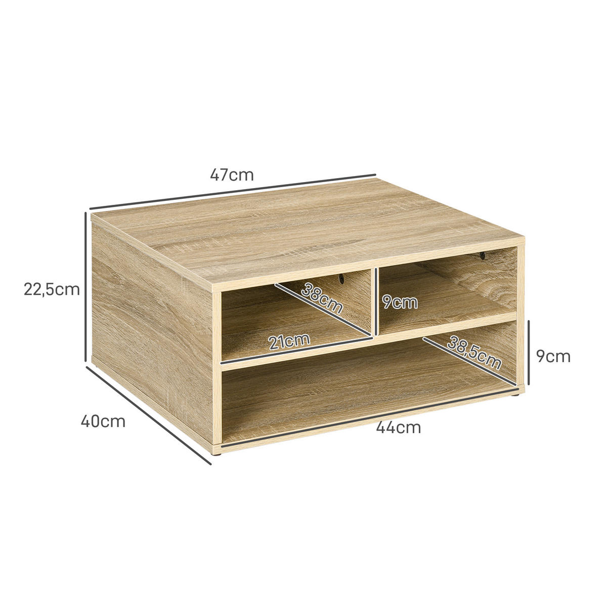AKTENREGAL DE-14429 3 Fächer für Drucker Holzoptik - Naturfarben, Holzwerkstoff (40/22.5/47cm) - ComfortXL