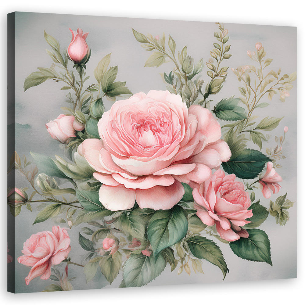 WANDBILD rose shabby chic blumen - Pink, Textil (50/50cm) - Feeby