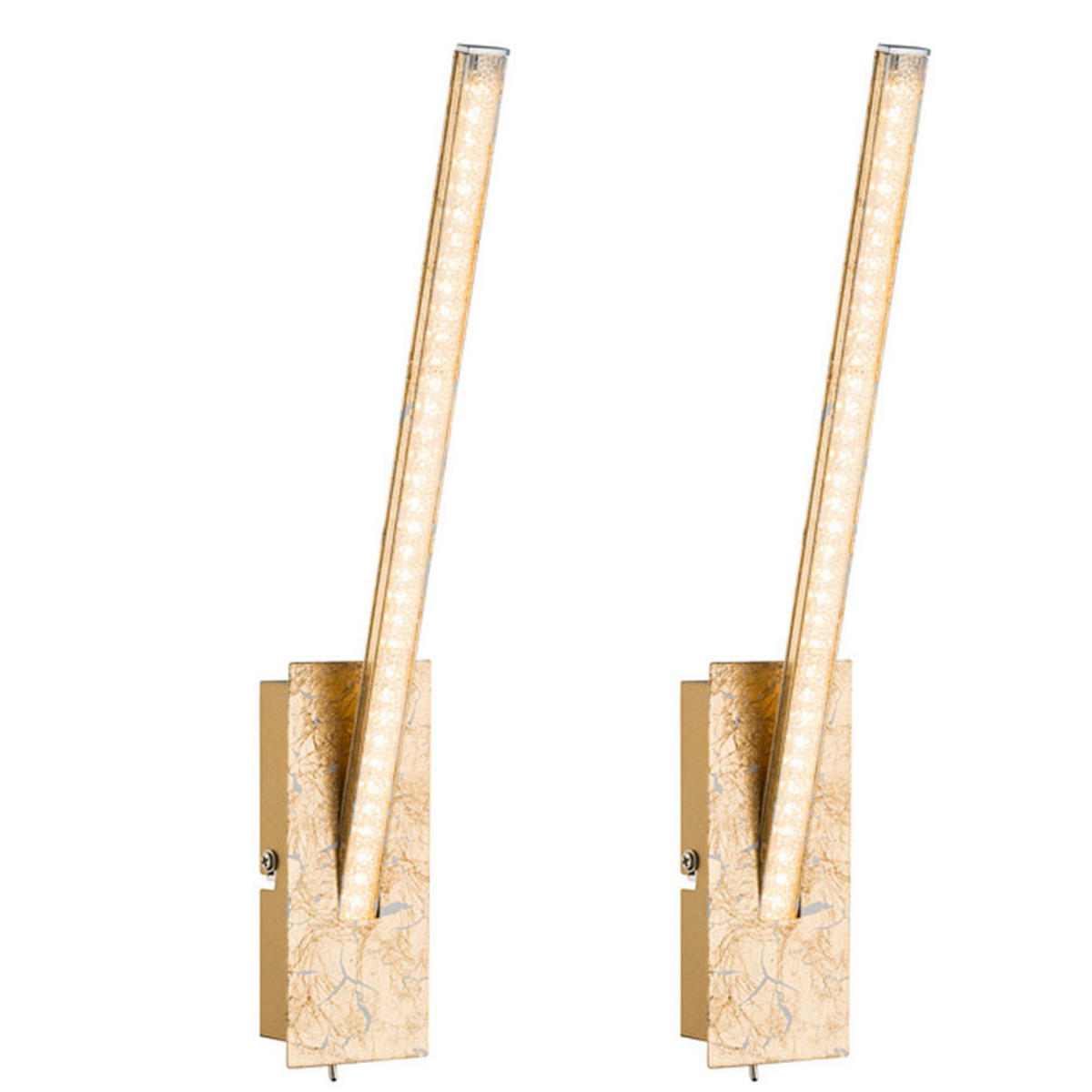 LED WANDLEUCHTE Fuego Gold Kristall 2er Set - Goldfarben, Metall (6.2/35/10.5cm)
