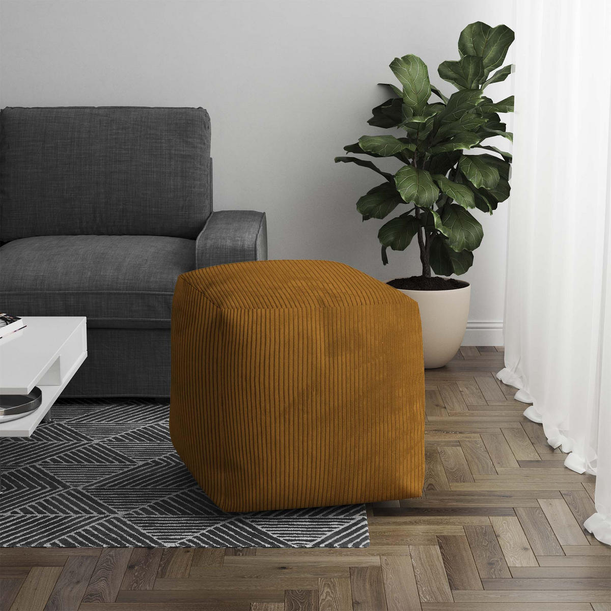 SITZSACK CUBE Sugar Cookie - Hellbraun, Textil (60/60/60cm) - Dreamroots