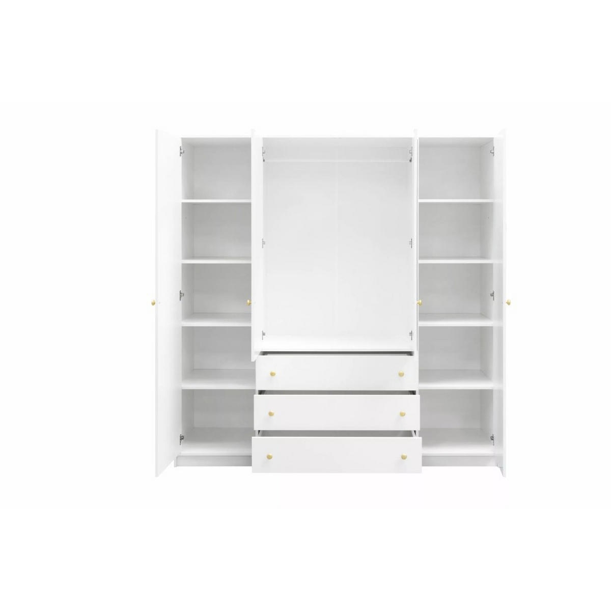 DREHTÜRENSCHRANK Solea Lux mit 4 Türen und 4 Schubladen, Blau - Blau/Goldfarben, Holzwerkstoff (196/200/58cm) - Beautysofa