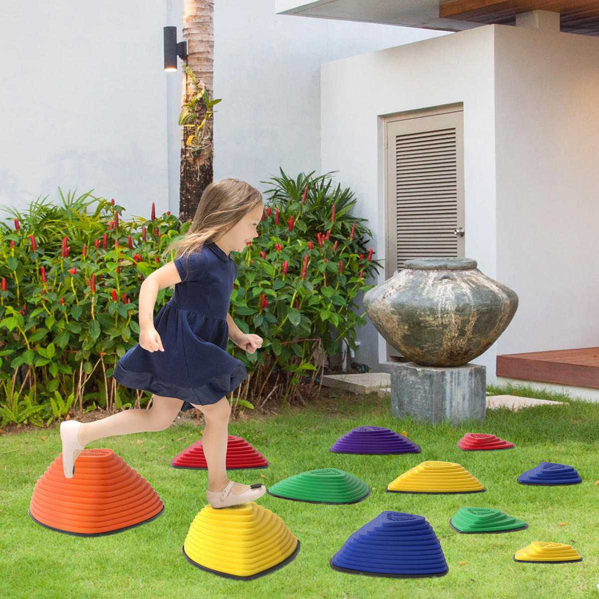 BALANCIERSTEINE 11 Stück Rutschfeste Trittsteine für Kinder 3-8 Jahren Bunt - Multicolor, Kunststoff (37.5/16/37.5cm) - AIYAPLAY
