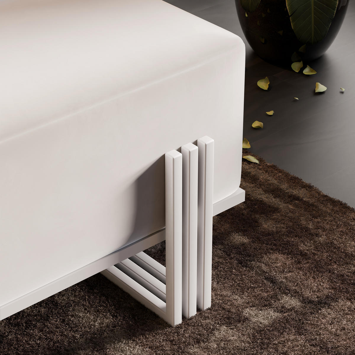 POLSTERBANK TEO 80 cm Weiß / Creme ,Metallgestell - Creme, Metall (80/47/35cm) - Idohome