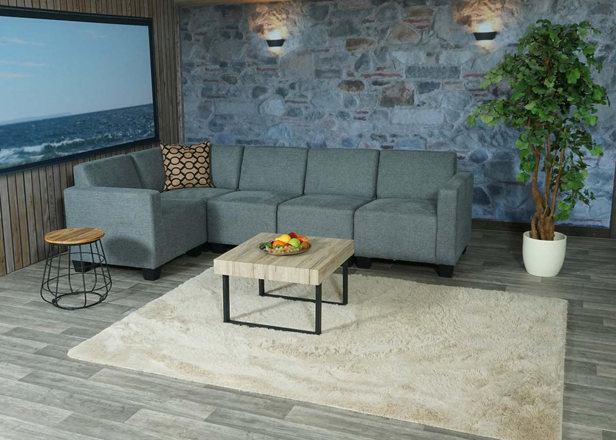 SOFA-SYSTEM COUCH-GARNITUR Grau - Grau, Textil (195/195cm) - MCW