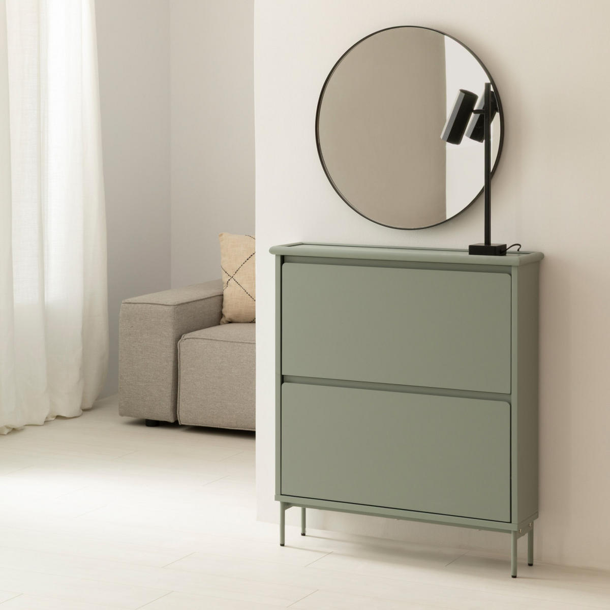 SCHUHKIPPER Kuma Grün 80 cm x 90.5 cm - Grün, Holzwerkstoff (80/90/20cm) - Kenay Home