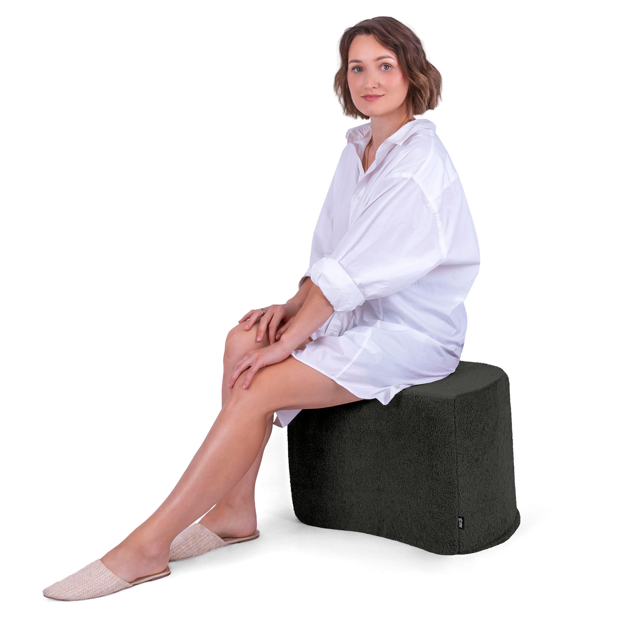 SITZSACK Halbmond 54/36/35 cm, weicher Bouclé 315 g/m², Dunkelgrau - Dunkelgrau, Textil (36/35/54cm) - Dreamroots