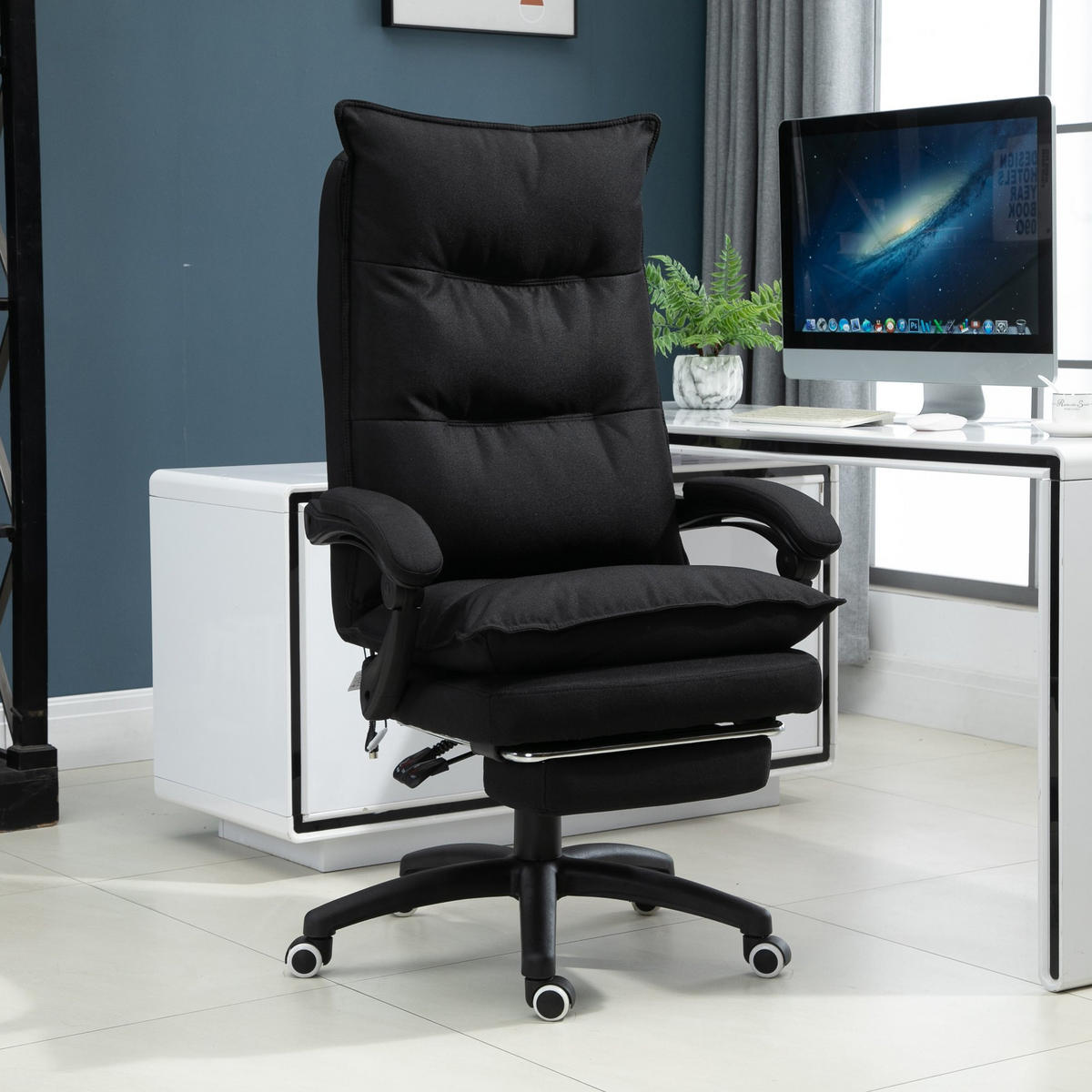 BÜROSTUHL Breanna Schwarz Massagefunktion 70/62/120-130 cm - Schwarz, Kunststoff/Textil (70/130/62cm) - Jamb
