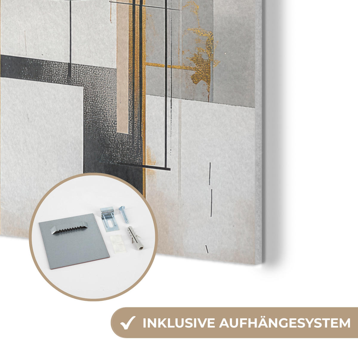 AKUSTIKPANEEL Abstrakt - Gold - Silber - Formen - Ästhetisch - Modern 70x100 cm - Goldfarben, Textil (70/0.9/100cm) - MuchoWow