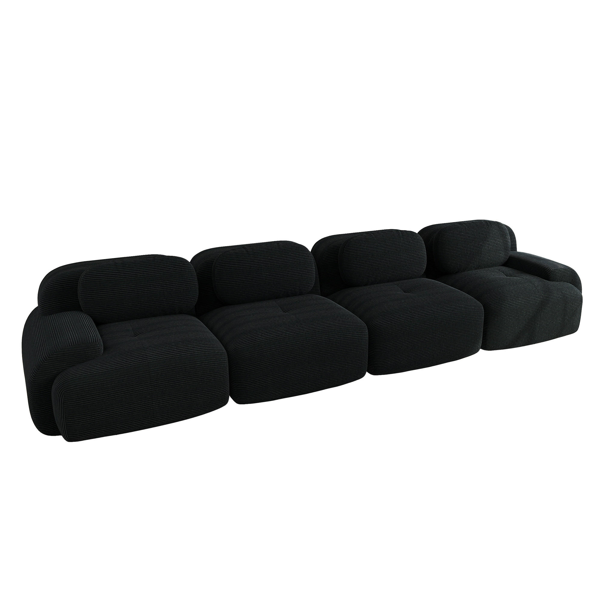4-SITZER SOFA Cord Schwarz - Schwarz, Textil (388/75/103cm) - WISHDOR