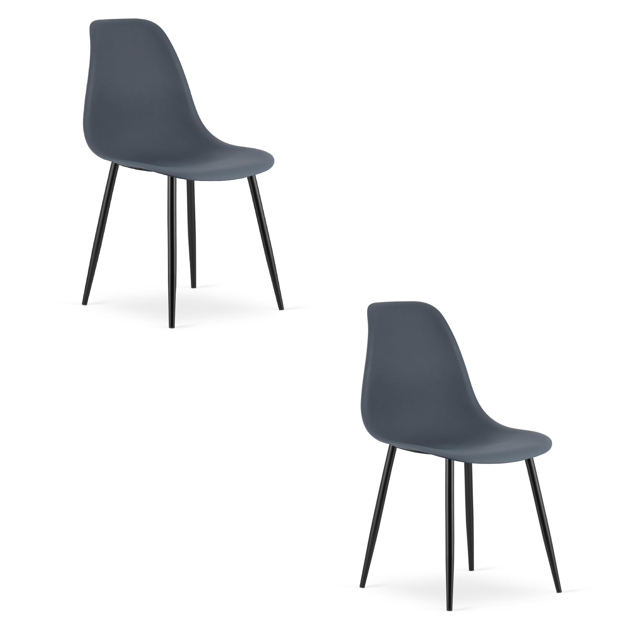 ESSZIMMERSTUHL 2-er Set KALEO Sitzfläche aus dunklem Schiefer, schwarze Beine - Schieferfarben/Schwarz, Kunststoff (46/84/51cm) - Valora