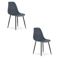 ESSZIMMERSTUHL 2-er Set KALEO Sitzfläche aus dunklem Schiefer, schwarze Beine - Schieferfarben/Schwarz, Kunststoff (46/84/51cm) - Valora