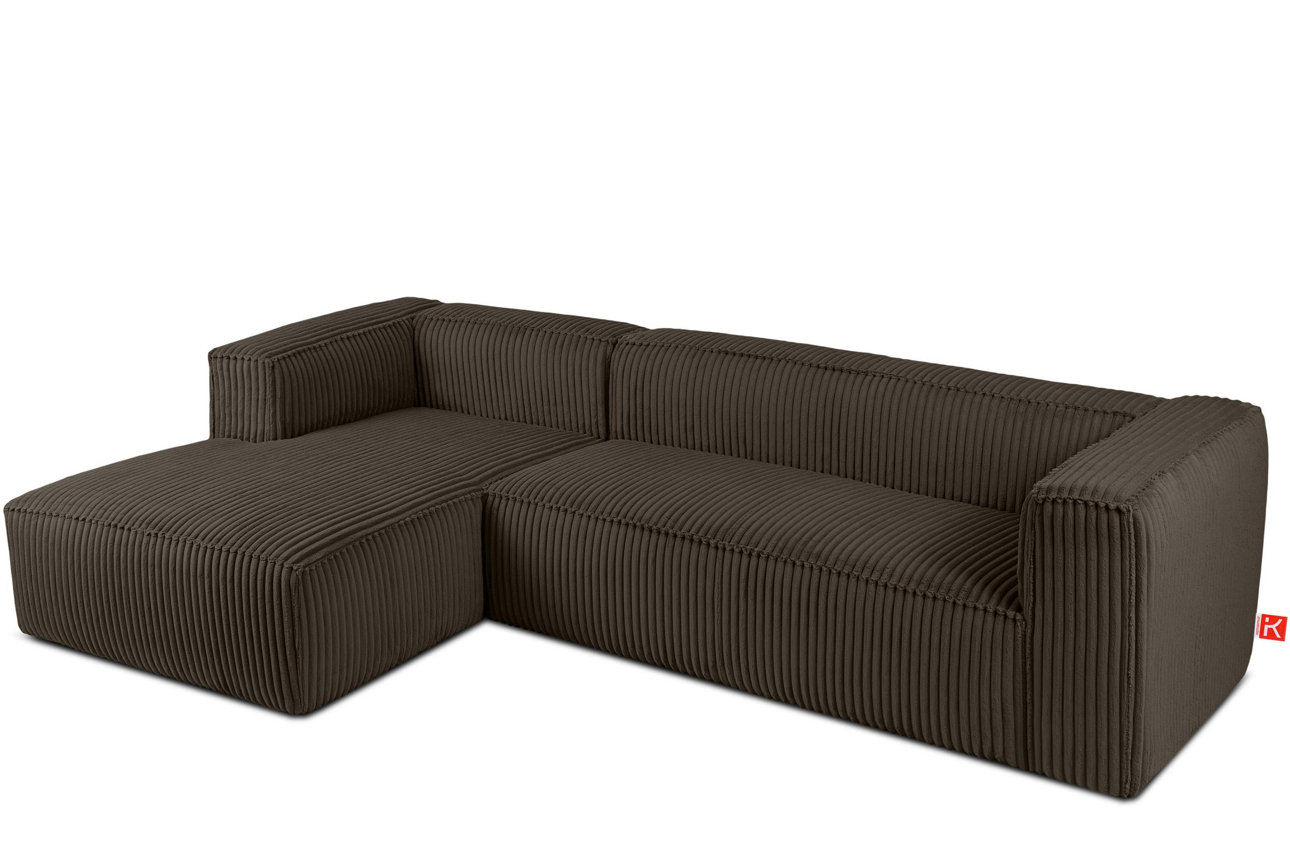 ECKSOFA-LINKS FEROX Modern, Cord-Stoff, braun - Braun, Textil (305/175cm) - KONSIMO®